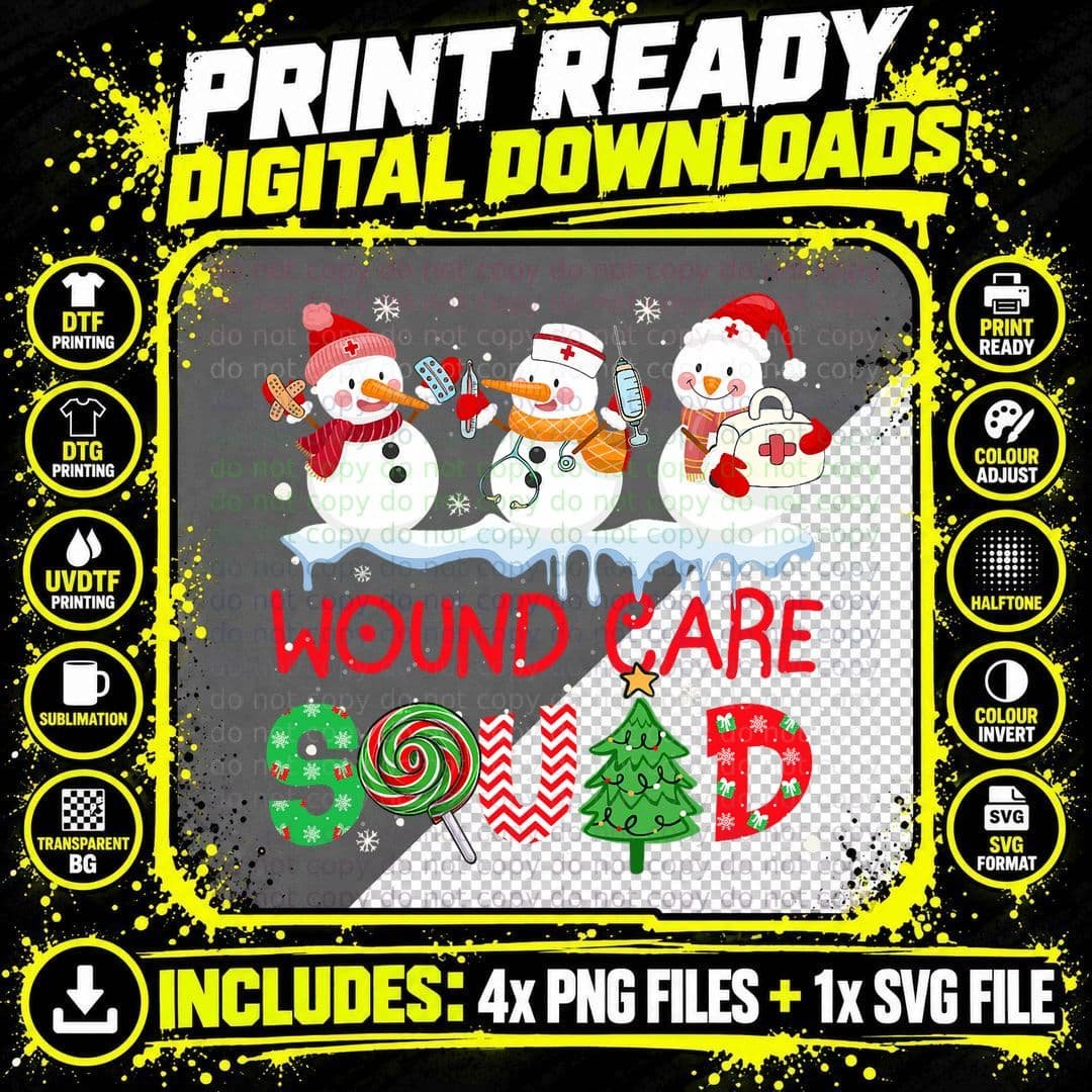Snowman Wound Care Nurse Squad Christmas Holiday Png SVG Digital Bundle
