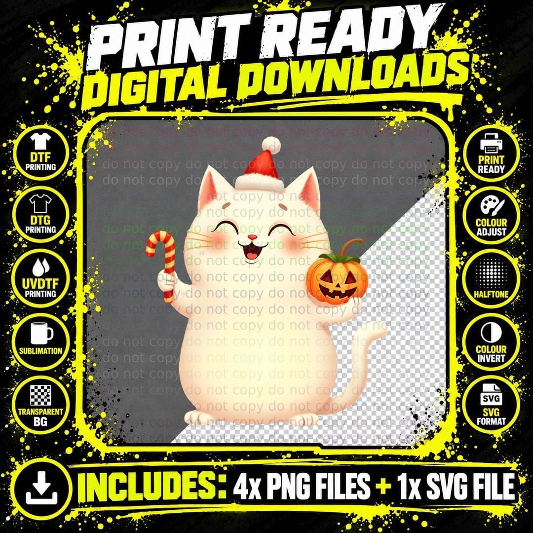 Spooky Christmas Graphic, Holiday Halloween 9 T-Shirt Png SVG Digital Bundle