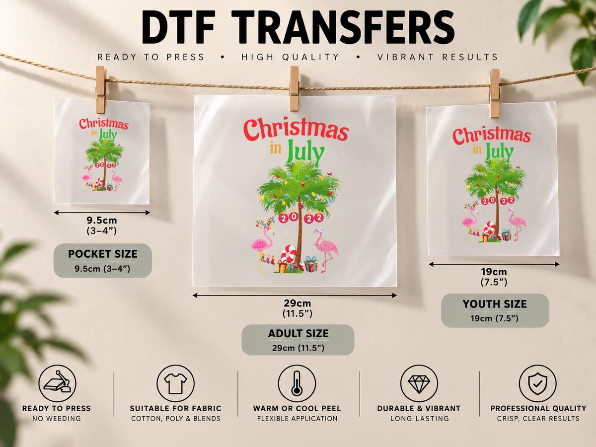 Summer Holiday Beach Vacation Christmas in July Funny Gift DTF Transfer Iron On