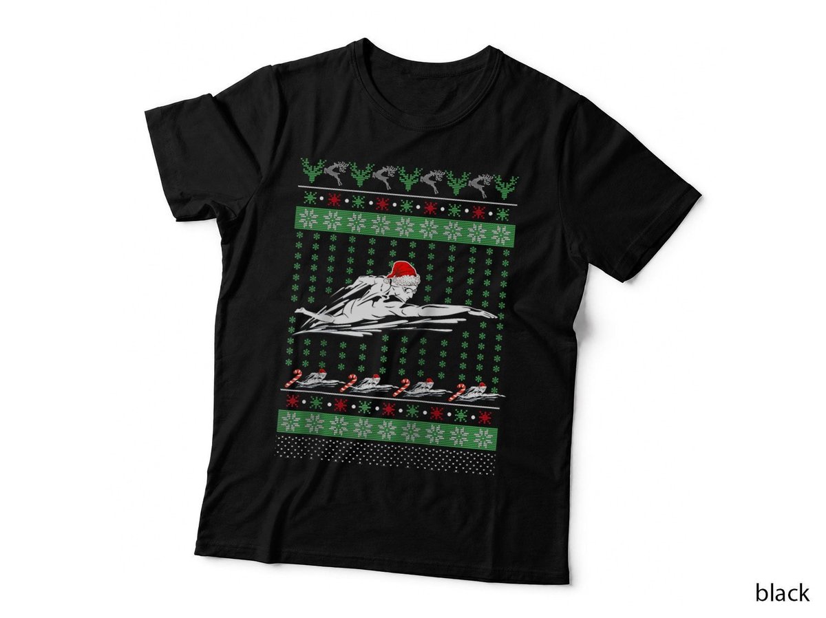 Swimmin Santa Ugly Christmas Sweater Sport Swim Swimmer T-Shirt