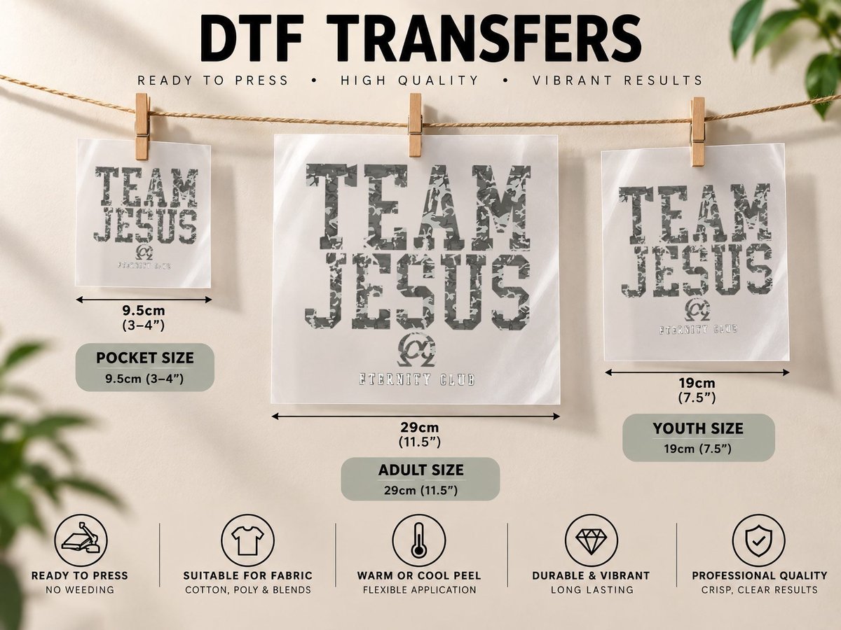 Team Jesus Christ Eternityclub CAMO Christian Christmas DTF Transfer Iron On