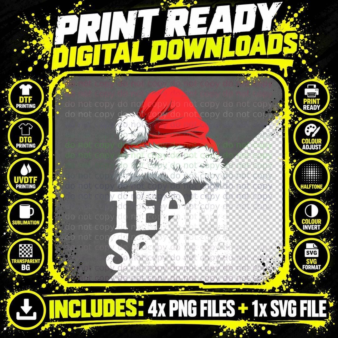 Team Santa Christmas Squad Family Matching Pajamas Boys Png SVG Digital Bundle