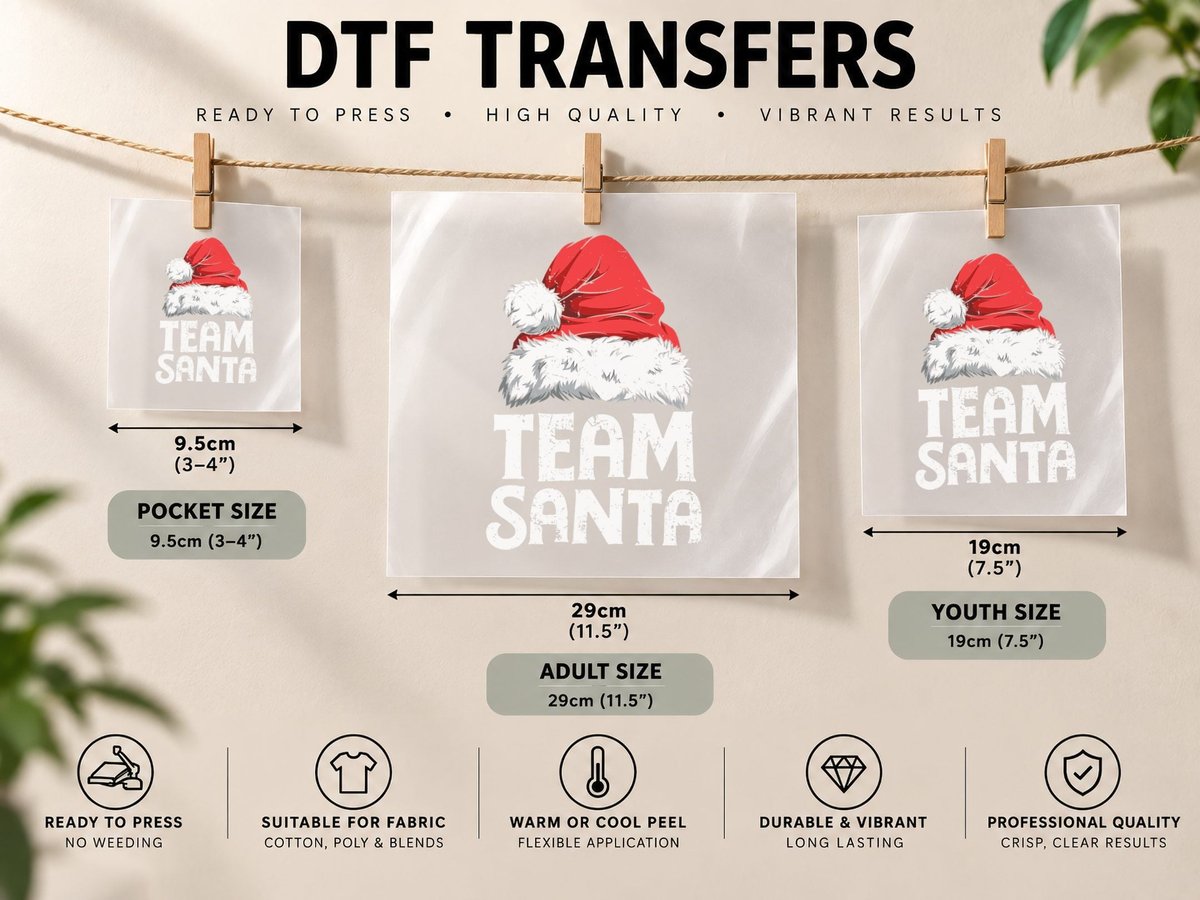 Team Santa Christmas Squad Family Matching Pajamas Boys Men DTF Transfer Iron On