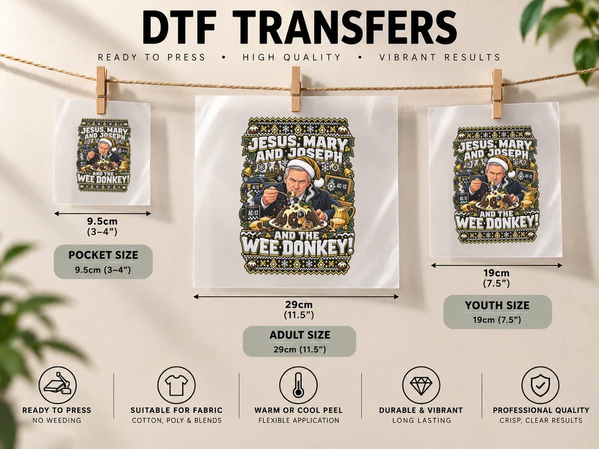 Ted Hastings Christmas Line of Duty Wee Donkey Pudding DTF Transfer Iron On