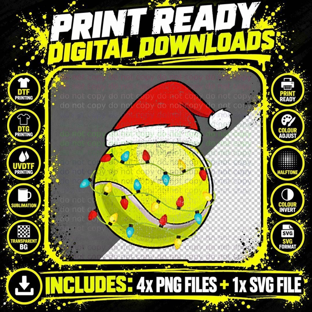 Tennis Christmas Pajama Pocket T-Shirt Png SVG Digital Bundle