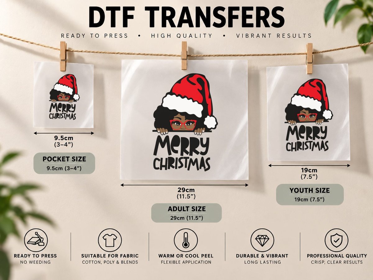 That Melanin Christmas Mrs. Claus Santa Black Peeking Claus DTF Transfer Iron On