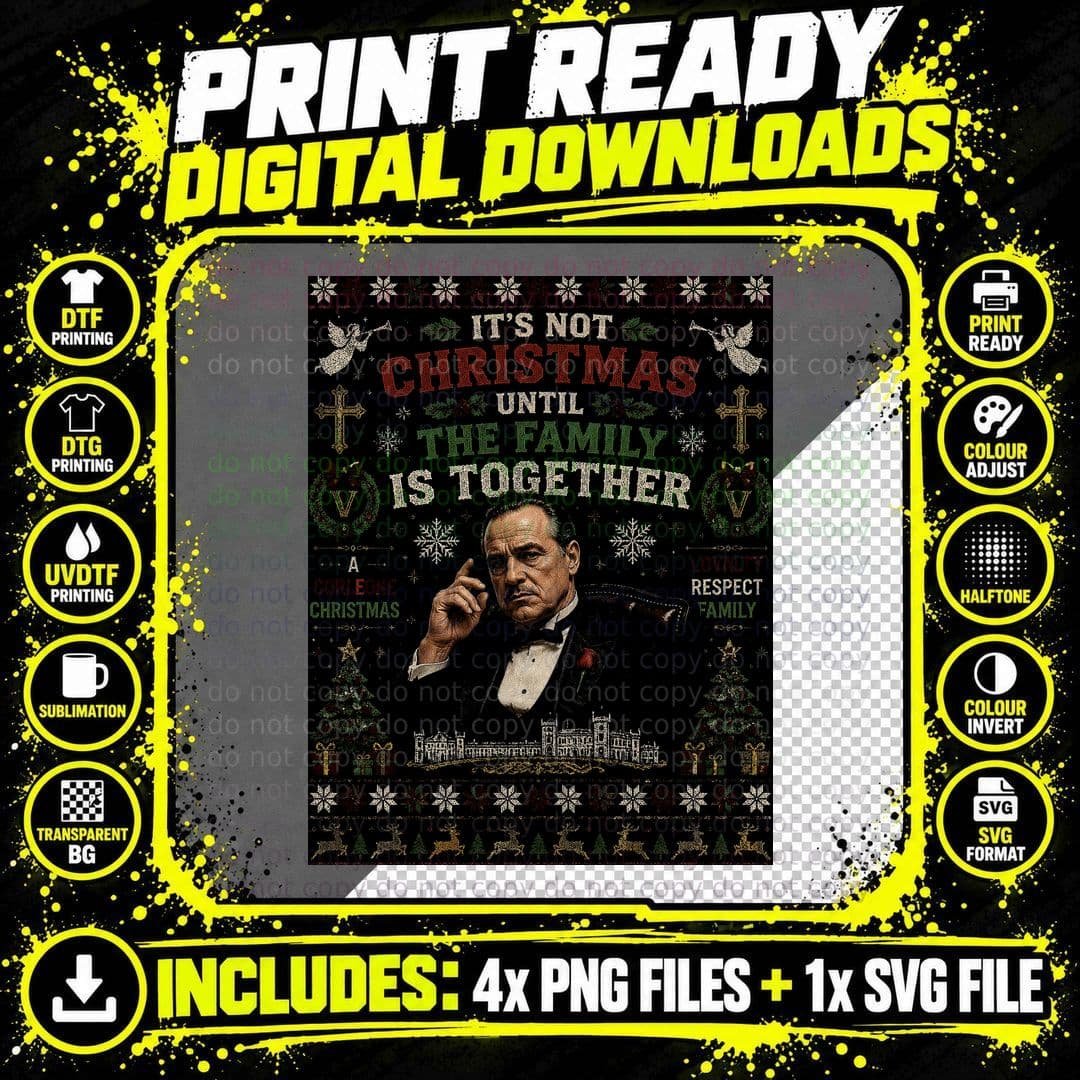 The Godfather Ugly Christmas Sweater Corleone Family Png SVG Digital Bundle