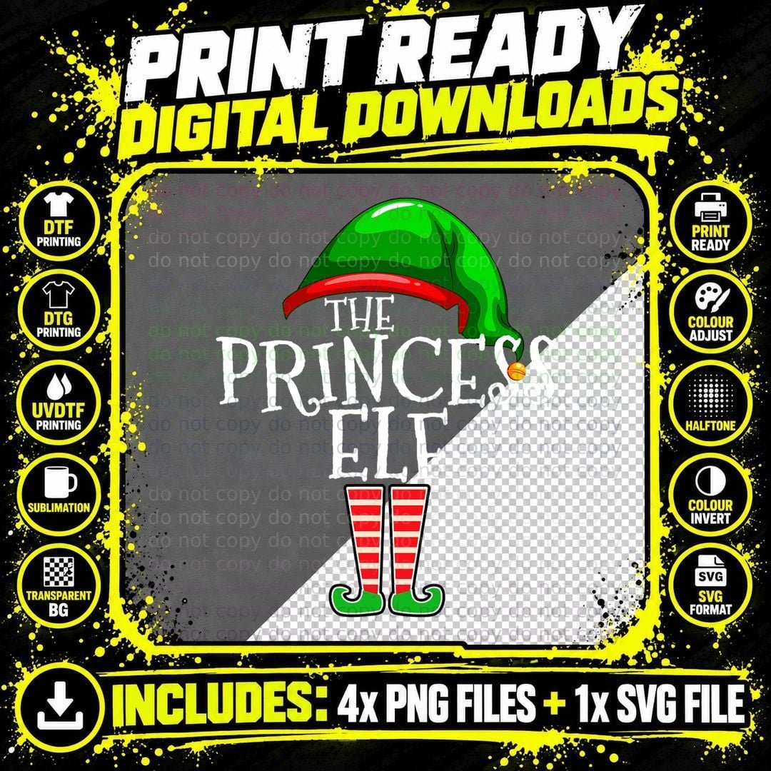 The Princess Elf Group Matching Family Christmas Gift Png SVG Digital Bundle