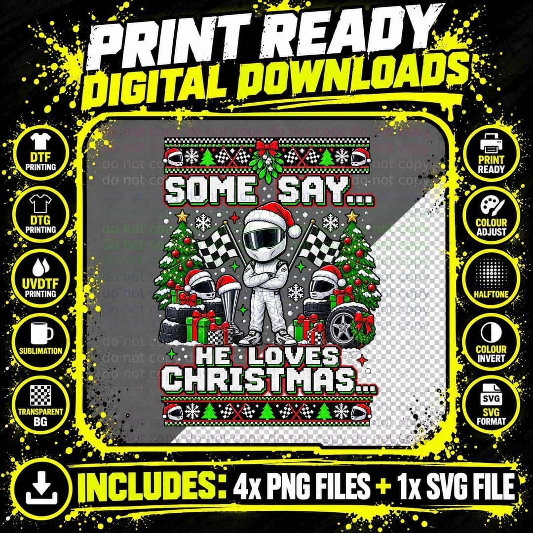 The Stig Christmas Top Gear Ugly Sweater Funny Png SVG Digital Bundle