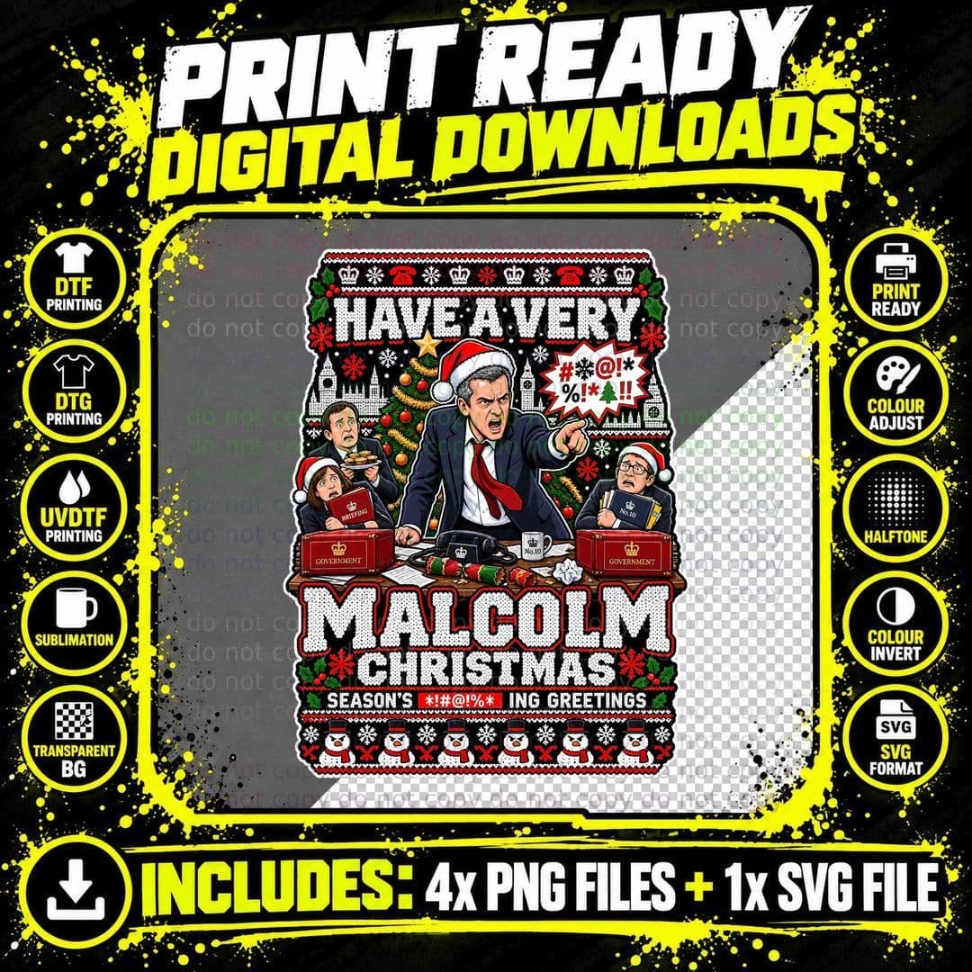 The Thick of It Malcolm Tucker Christmas British Png SVG Digital Bundle