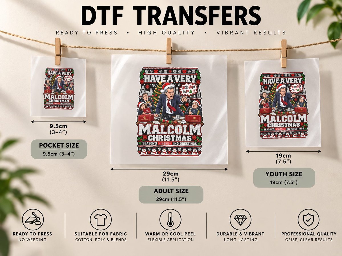 The Thick of It Malcolm Tucker Christmas British Political DTF Transfer Iron On