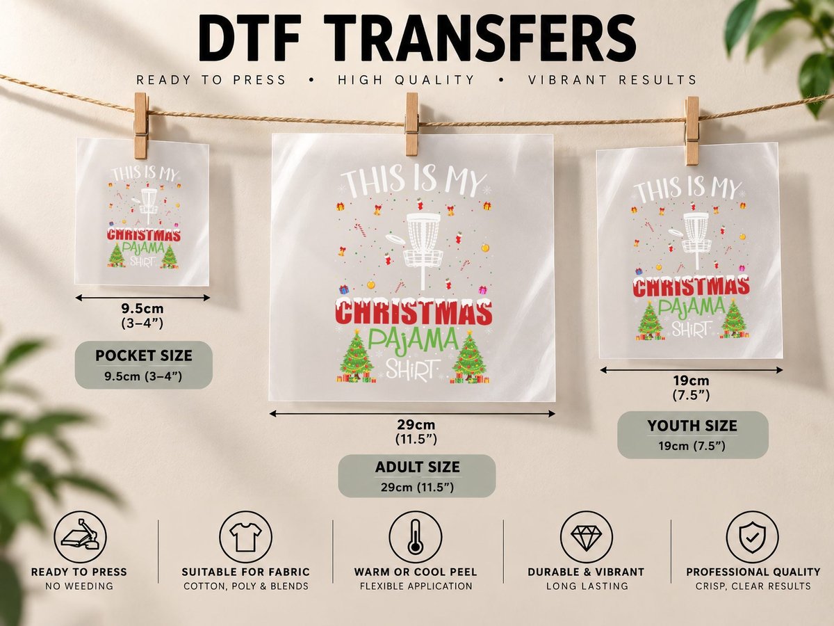 This Is My Christmas Pajama Disc Golf Ugly Xmas DTF Transfer Iron On