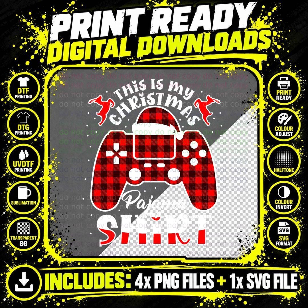 This Is My Christmas Pajama Gamer Christmas PJ Gaming Png SVG Digital Bundle