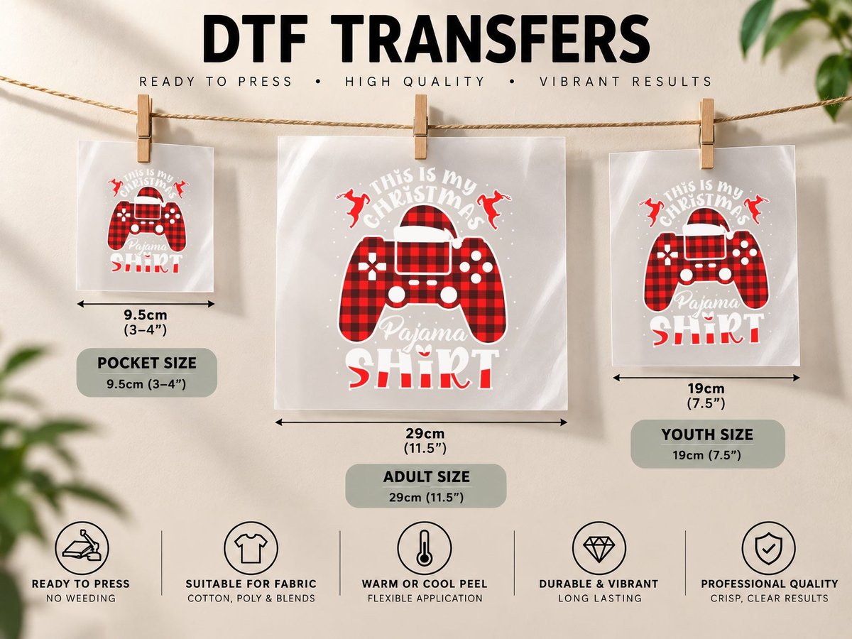 This Is My Christmas Pajama Gamer Christmas PJ Gaming DTF Transfer Iron On