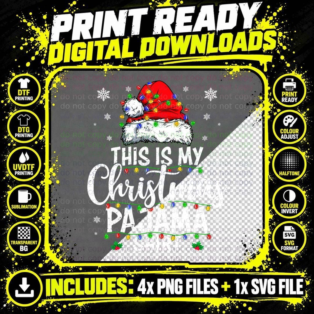 This Is My Christmas Pajama Shirt Lights Men Women Kid Png SVG Digital Bundle