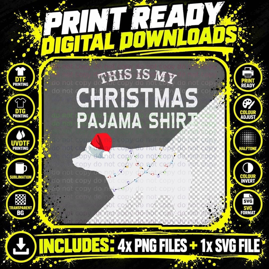This Is My Christmas Pajama Shirt Polar Bear Funny Png SVG Digital Bundle