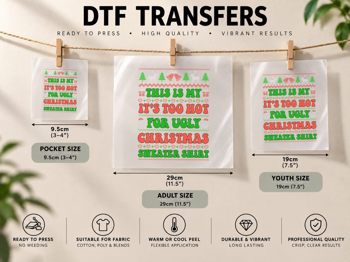 This Is My It's Too Hot for Ugly Christmas Men Women DTF Transfer Iron On