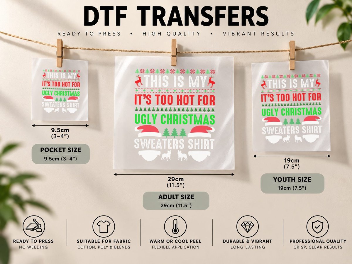 This Is My It's Too Hot for Ugly Christmas for Women DTF Transfer Iron On