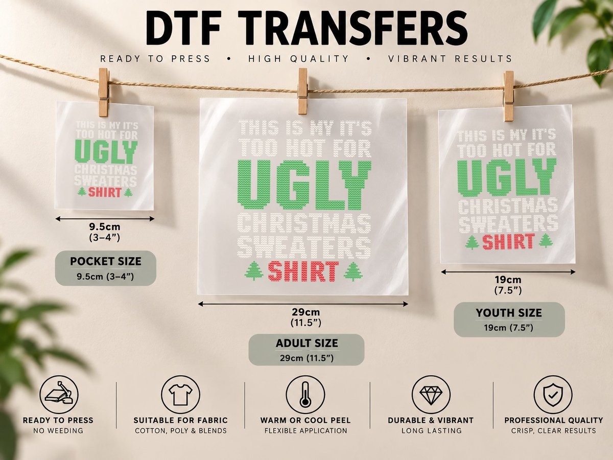 This Is My It's Too Hot for Ugly Christmas Xmas DTF Transfer Iron On