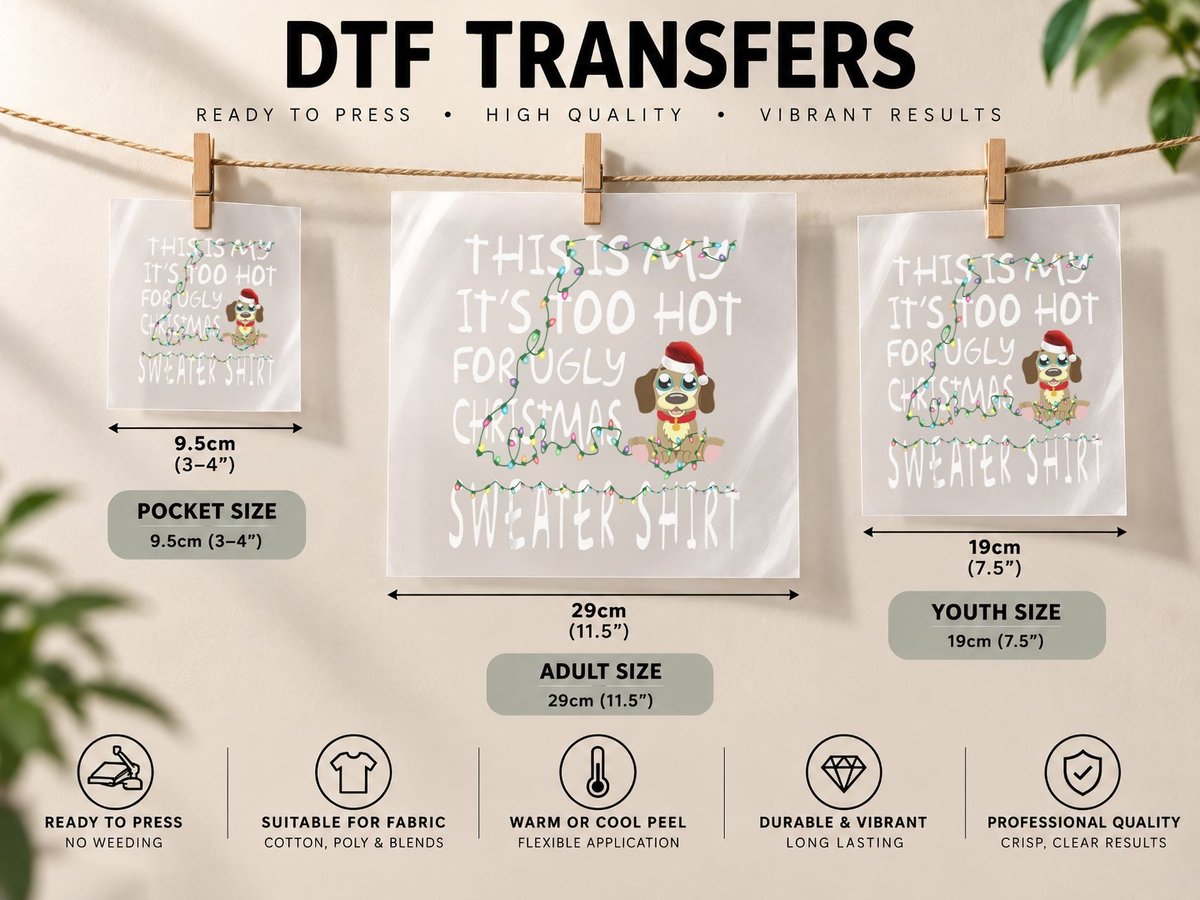 This Is My It's Too Hot for Ugly Christmas Xmas Gift DTF Transfer Iron On
