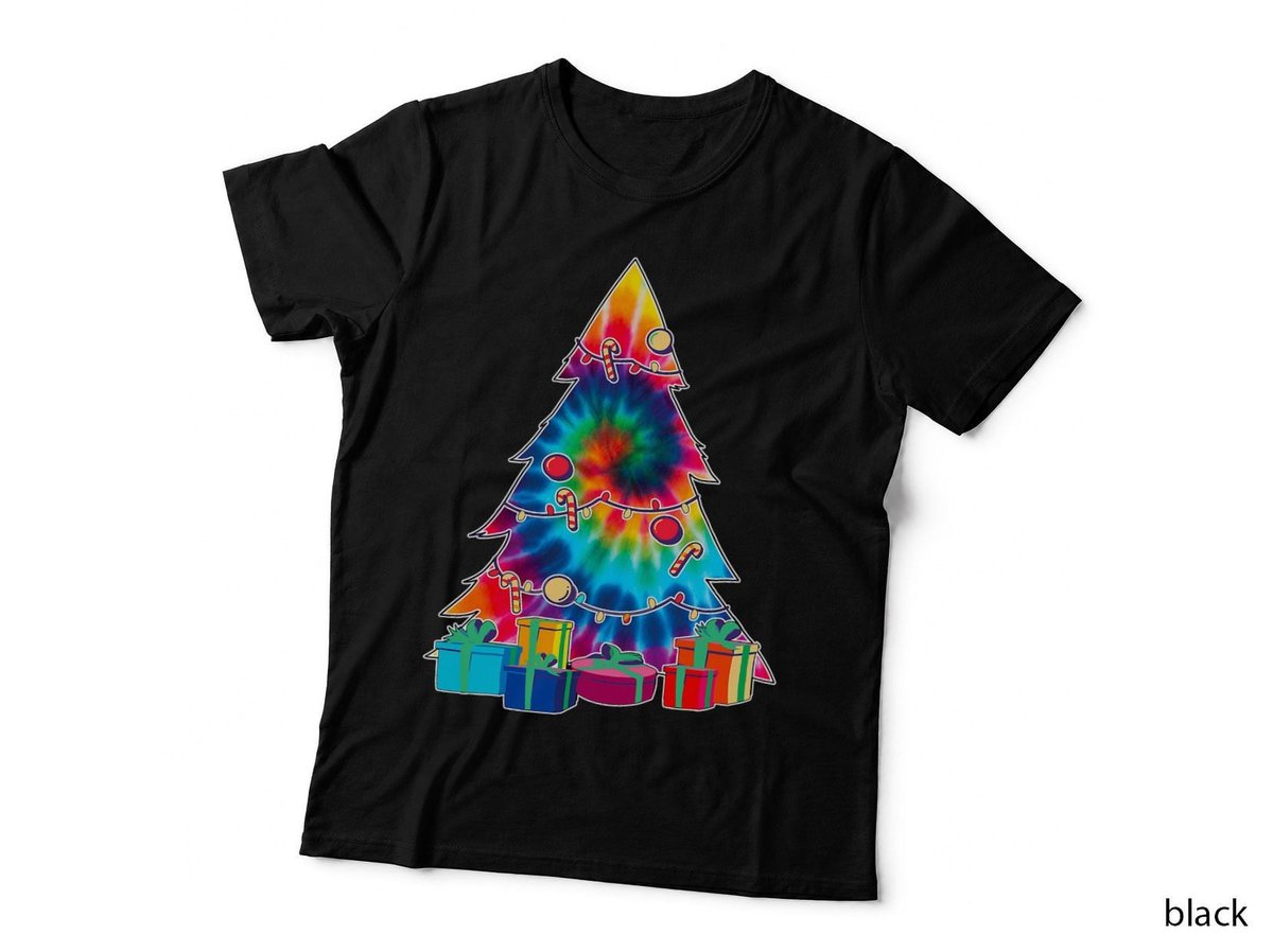 Tie-Dye Christmas Tree 60's Vintage Retro Christmas Presents T-Shirt
