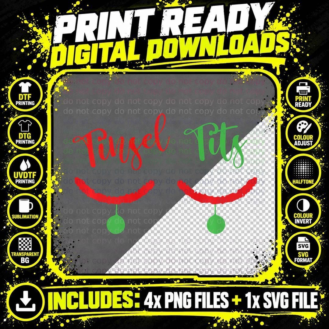 Tinsel Tits and Jingle Balls Funny Matching Christmas Png SVG Digital Bundle
