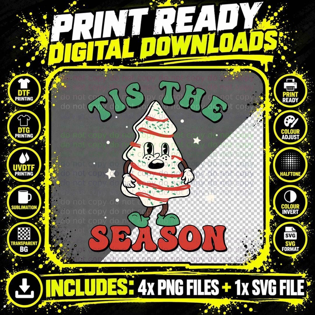 Tis the Season Tree Xmas Retro Christmas Family Boy Girl Png SVG Digital Bundle