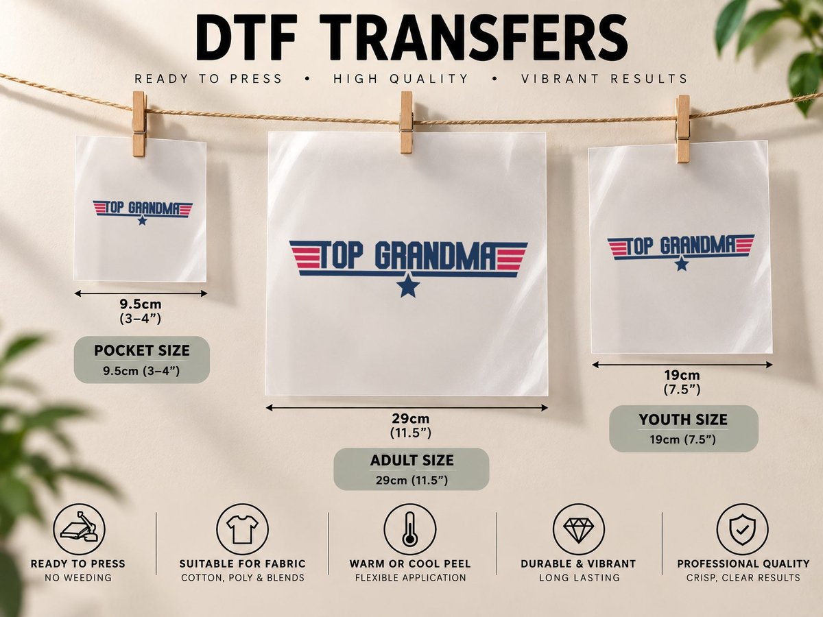 Top Grandma Love Family Funny Christmas Birthday DTF Transfer Iron On