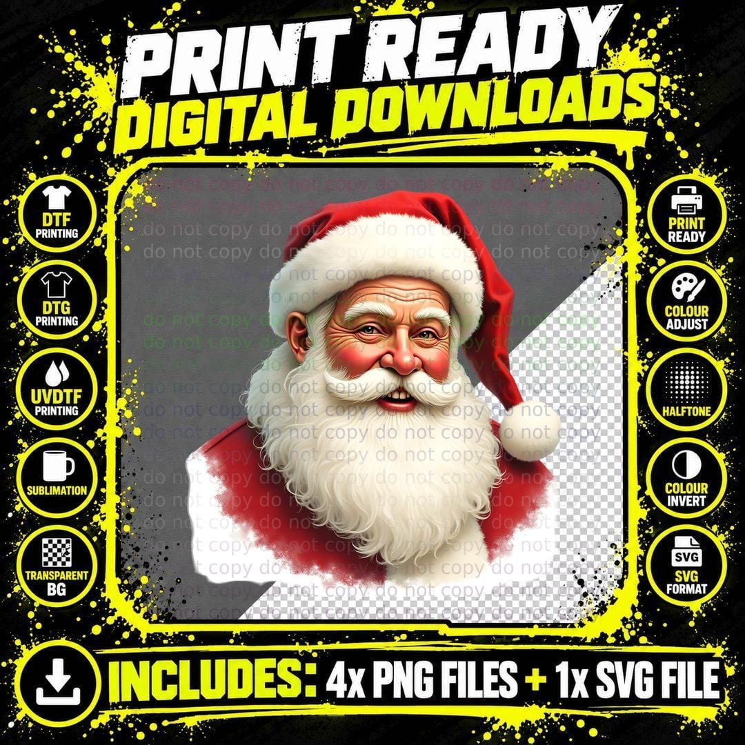 Traditional Christmas Portrait Graphic Tee Png SVG Digital Bundle