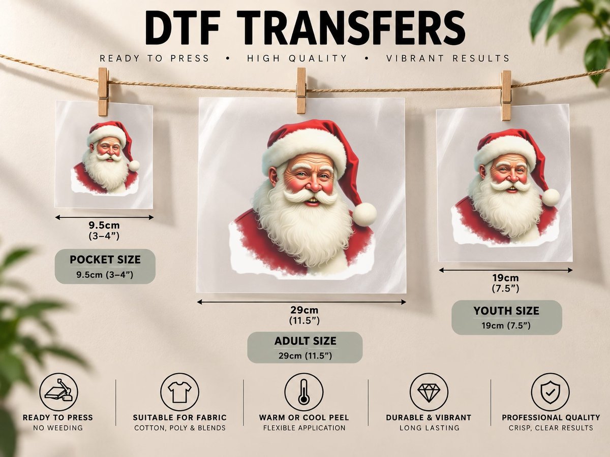 Traditional Christmas Portrait Graphic, Holiday 9 DTF Transfer Iron On