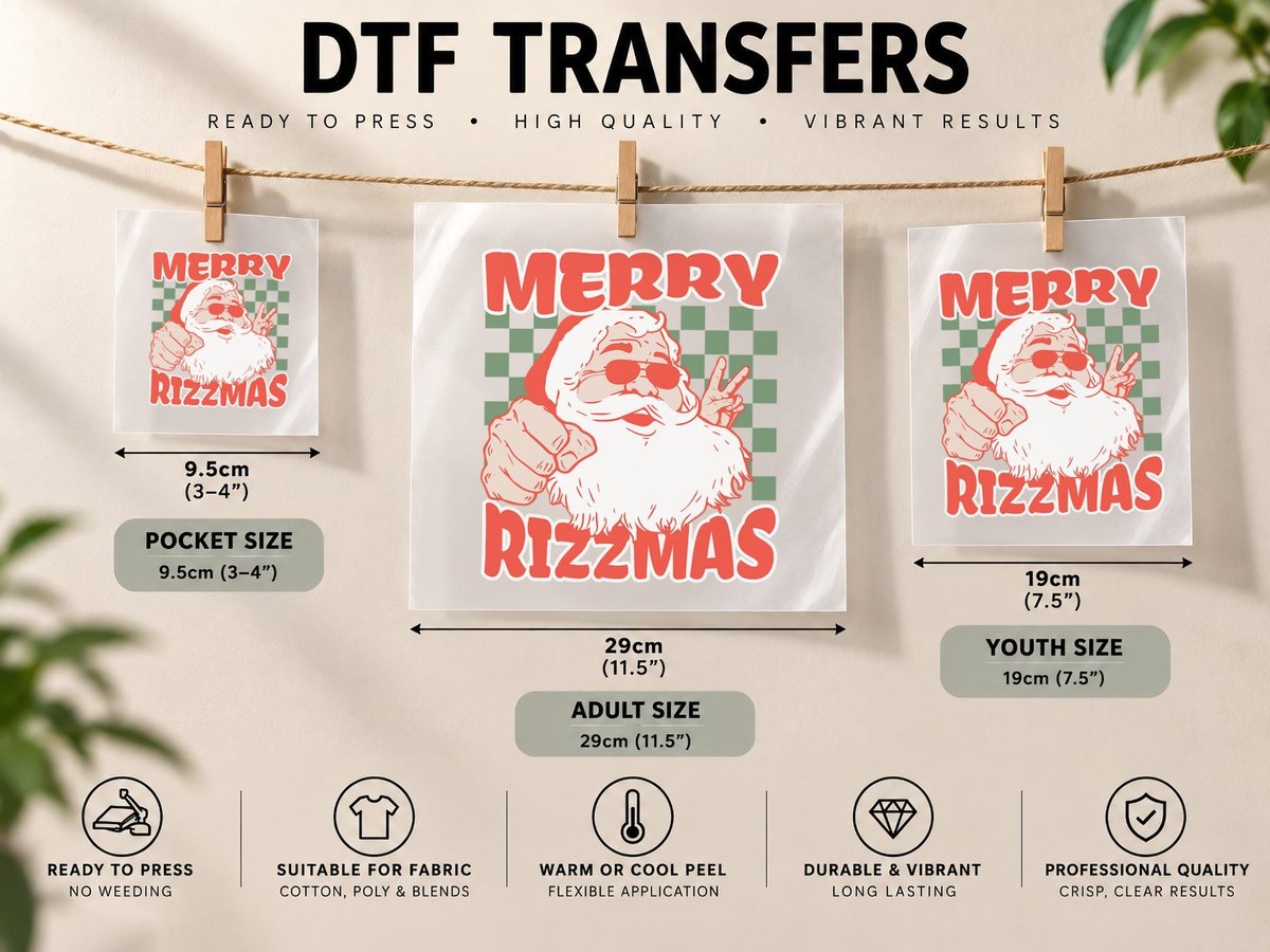 Trendy Christmas Rizz Meme Merry Rizzmas for Trendy Young DTF Transfer Iron On