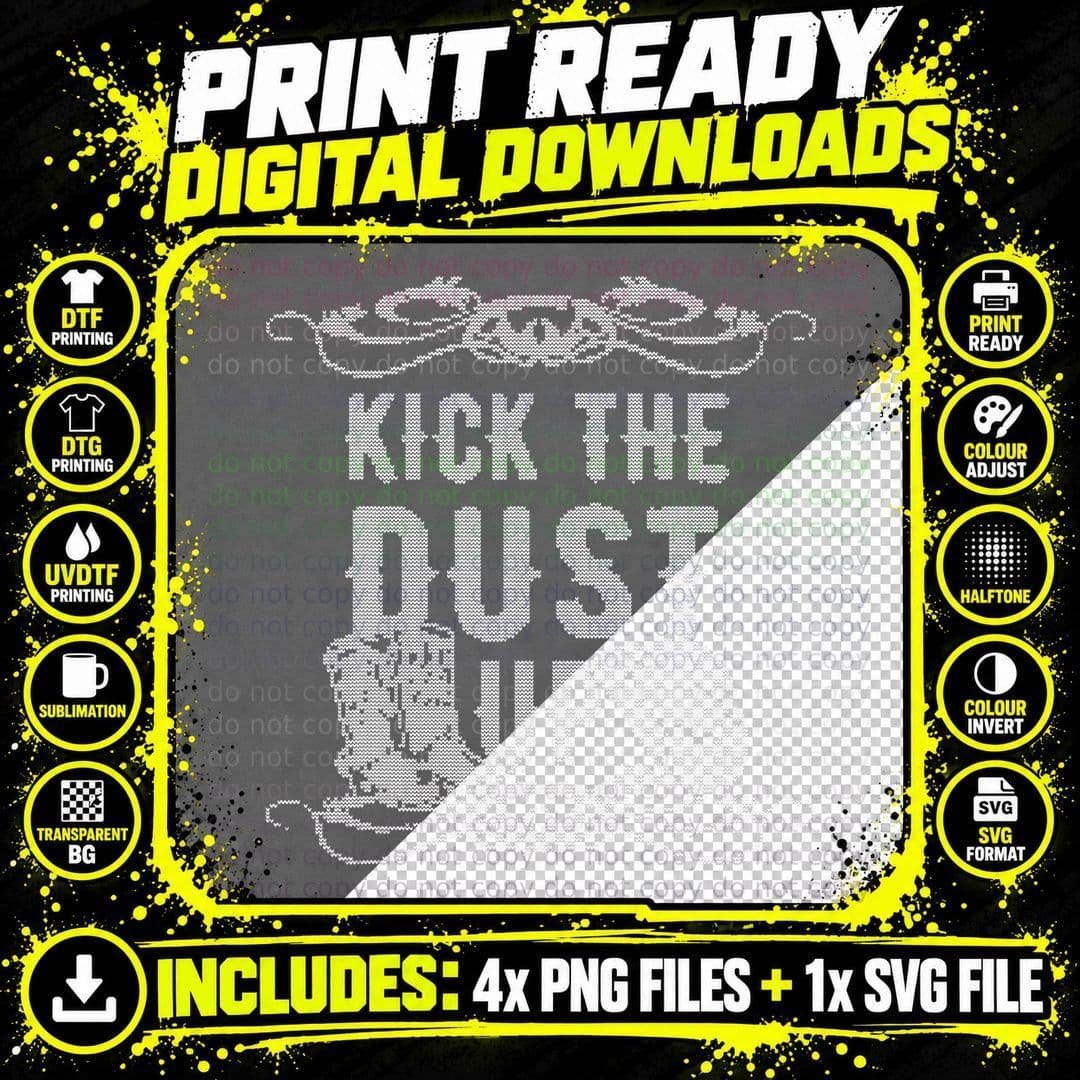 Ugly Christmas Kick the Dust up Cowboy Cowgirl Western Png SVG Digital Bundle