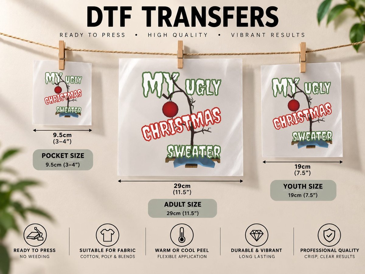Ugly Christmas for Women, Men Christmas, Holiday DTF Transfer Iron On