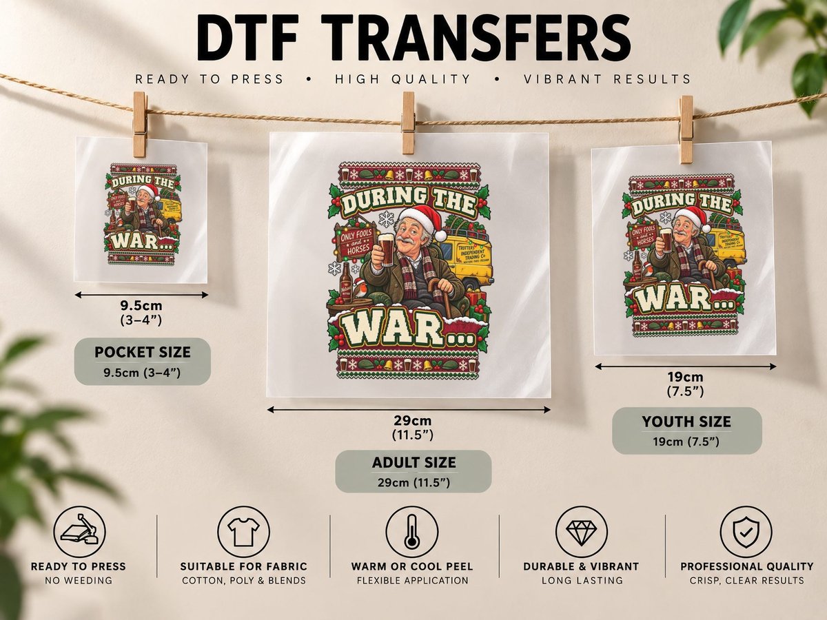 Uncle Albert Christmas Only Fools Horses During War Comedy DTF Transfer Iron On