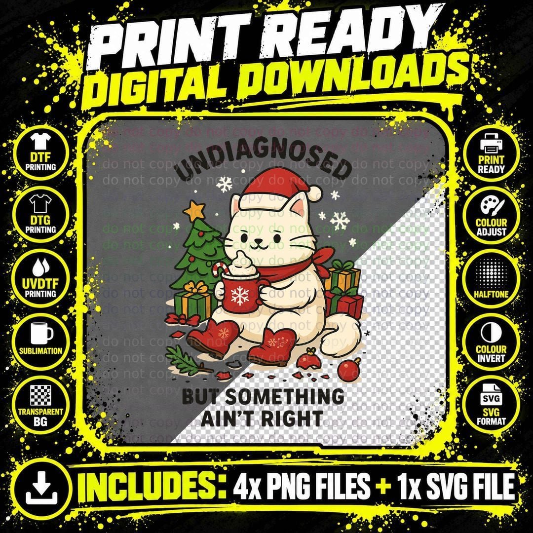 Undiagnosed but Something Ain't Right Funny Christmas Png SVG Digital Bundle