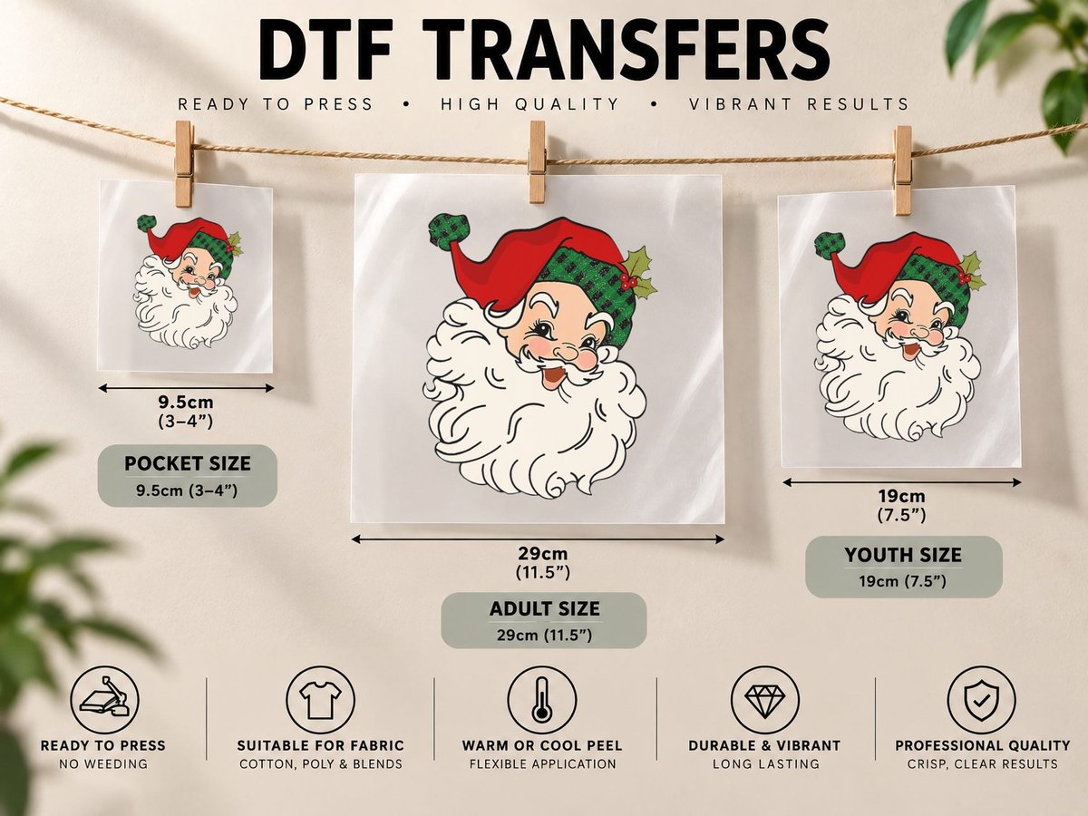 Vintage Pink Christmas Vibes Funny Pink Santa Claus DTF Transfer Iron On