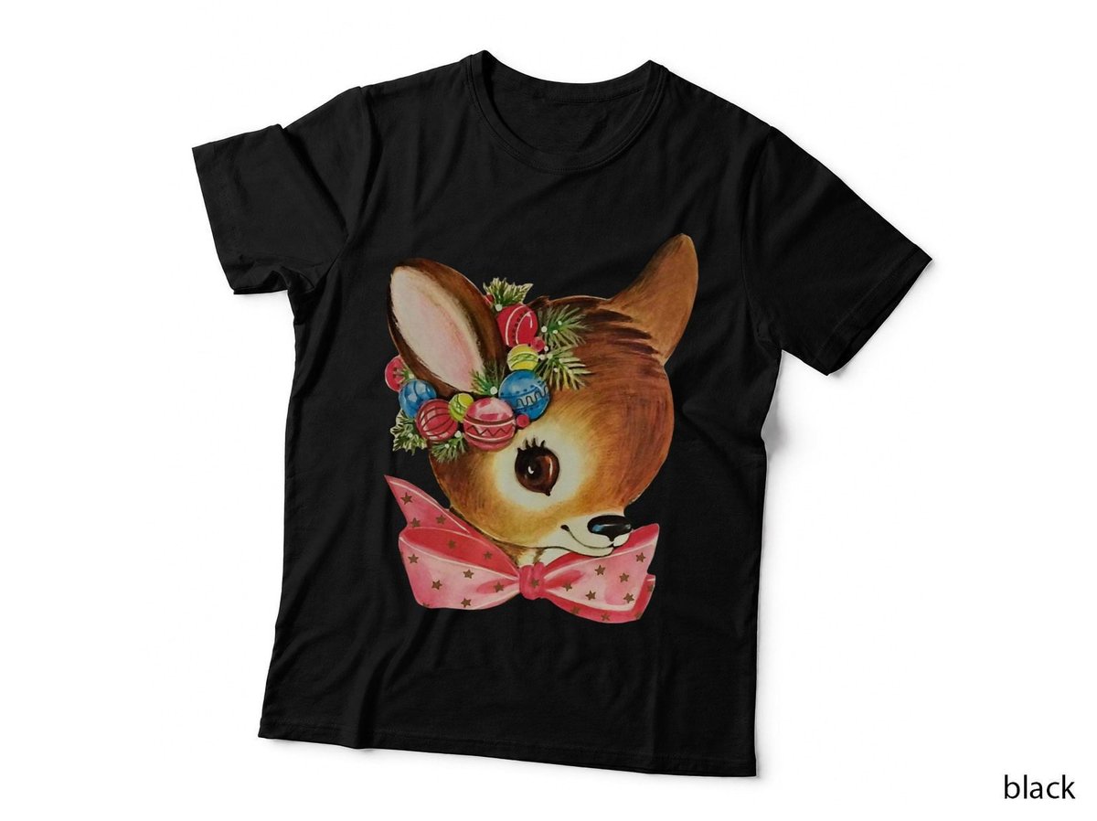 Vintage Retro Christmas Reindeer Pink Kids Toddlers Girls T-Shirt