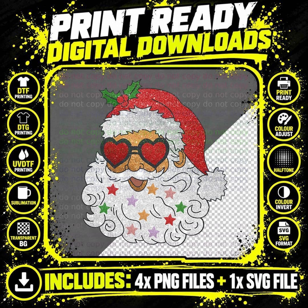 Vintage Santa Claus Sunglasses Christmas Family Pajamas Png SVG Digital Bundle