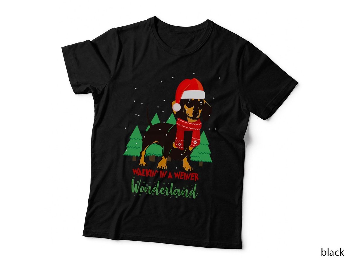 Walking in a Weiner Wonderland Dachshund Christmas Snow T-Shirt