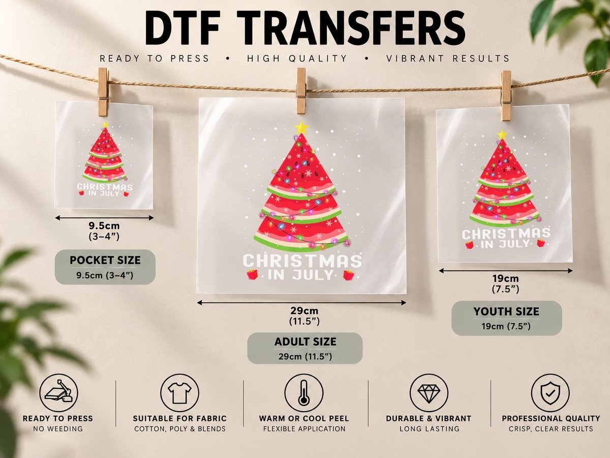 Watermelon Christmas Tree Christmas in July Summer Vacation DTF Transfer Iron On