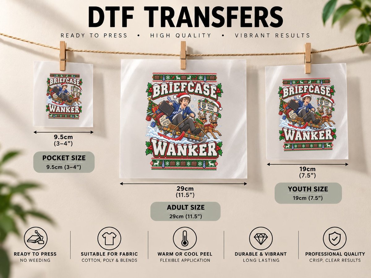 Will Mckenzie Christmas Inbetweeners Briefcase Wanker DTF Transfer Iron On
