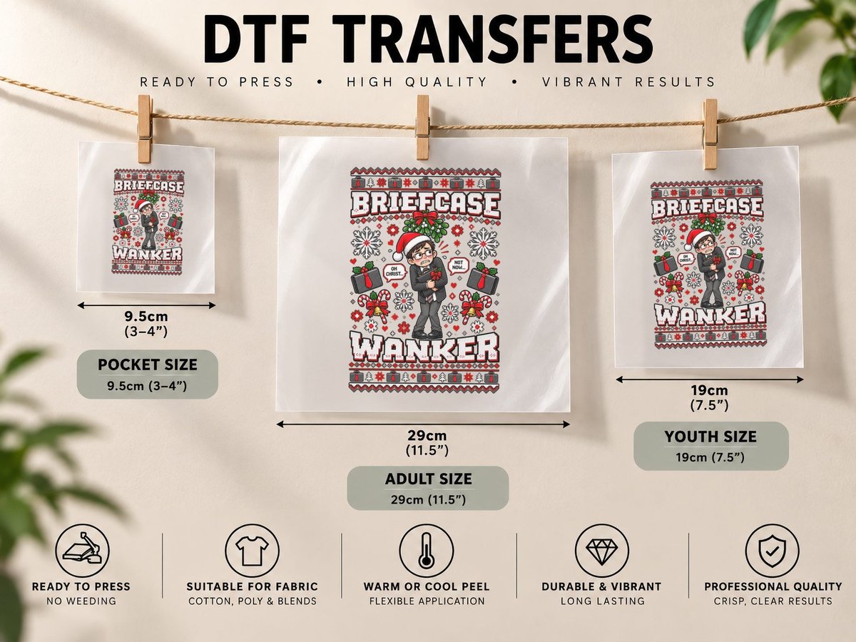 Will Mckenzie Christmas Inbetweeners Briefcase Wanker DTF Transfer Iron On