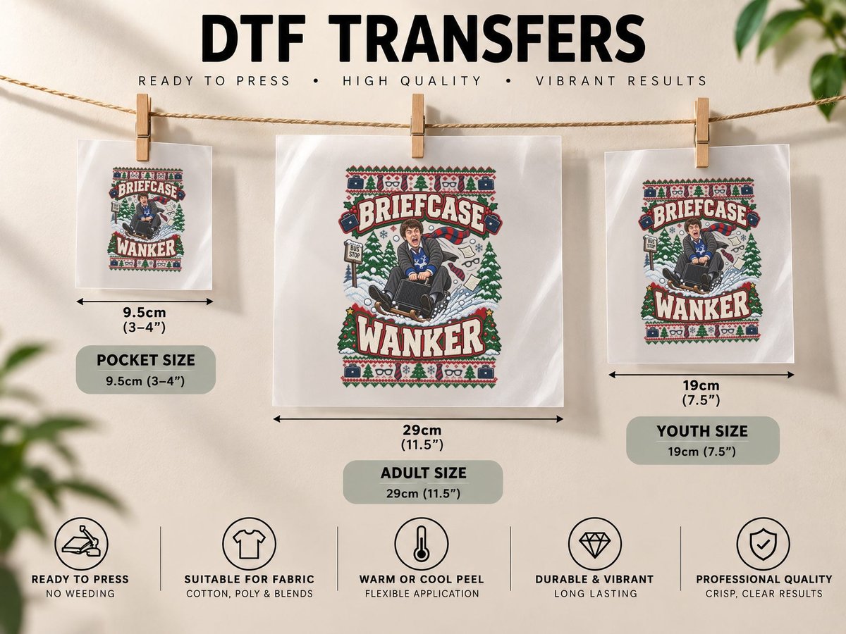 Will Mckenzie Christmas Inbetweeners Briefcase Wanker DTF Transfer Iron On