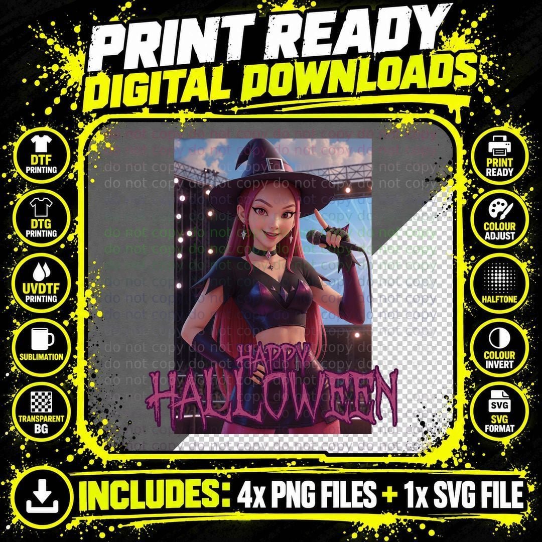 Witch Halloween Costume T-Shirt, Spooky Party Wear Png SVG Digital Bundle