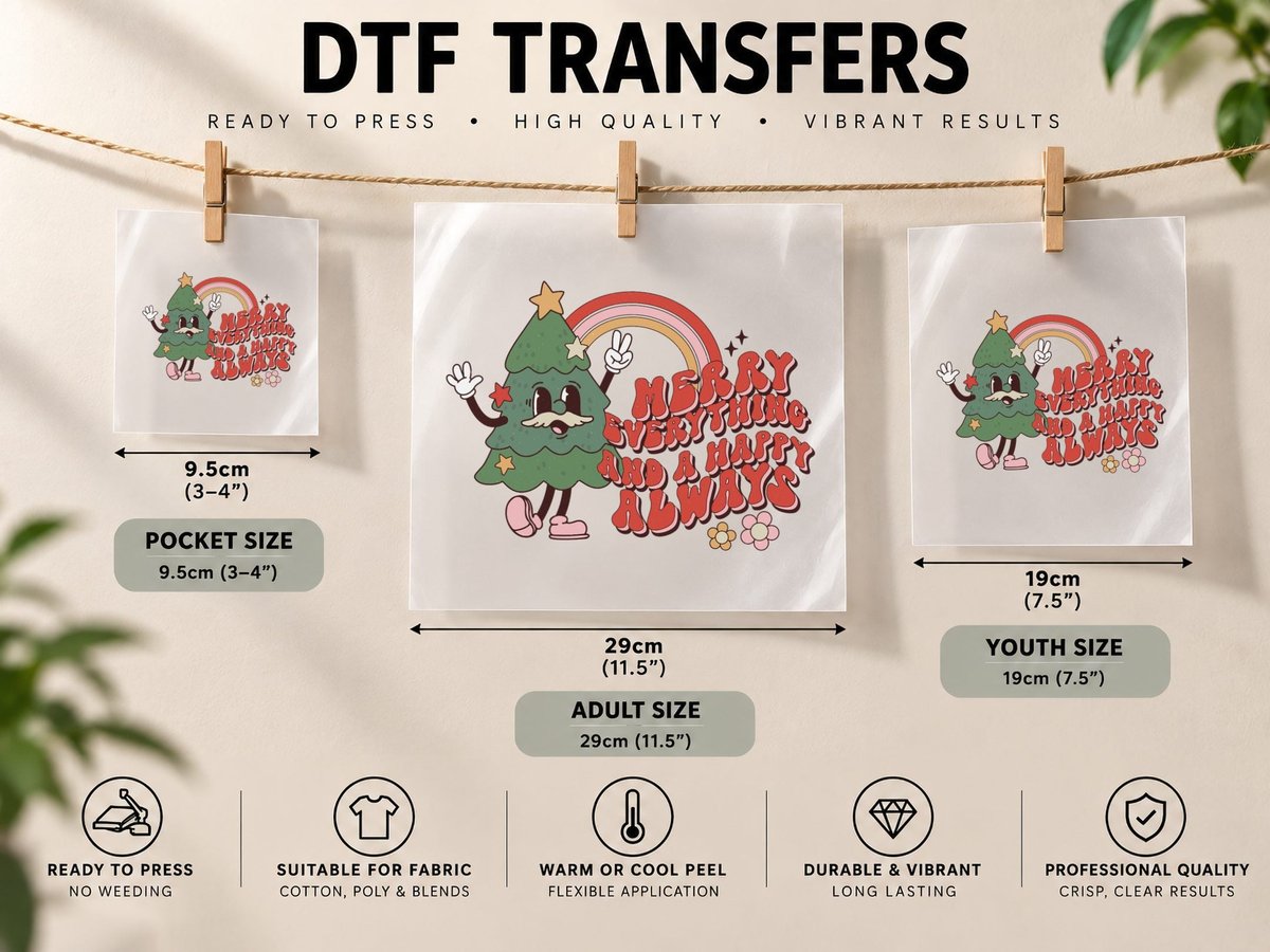 Xmas Tree Happy Always DTF Transfer Iron On