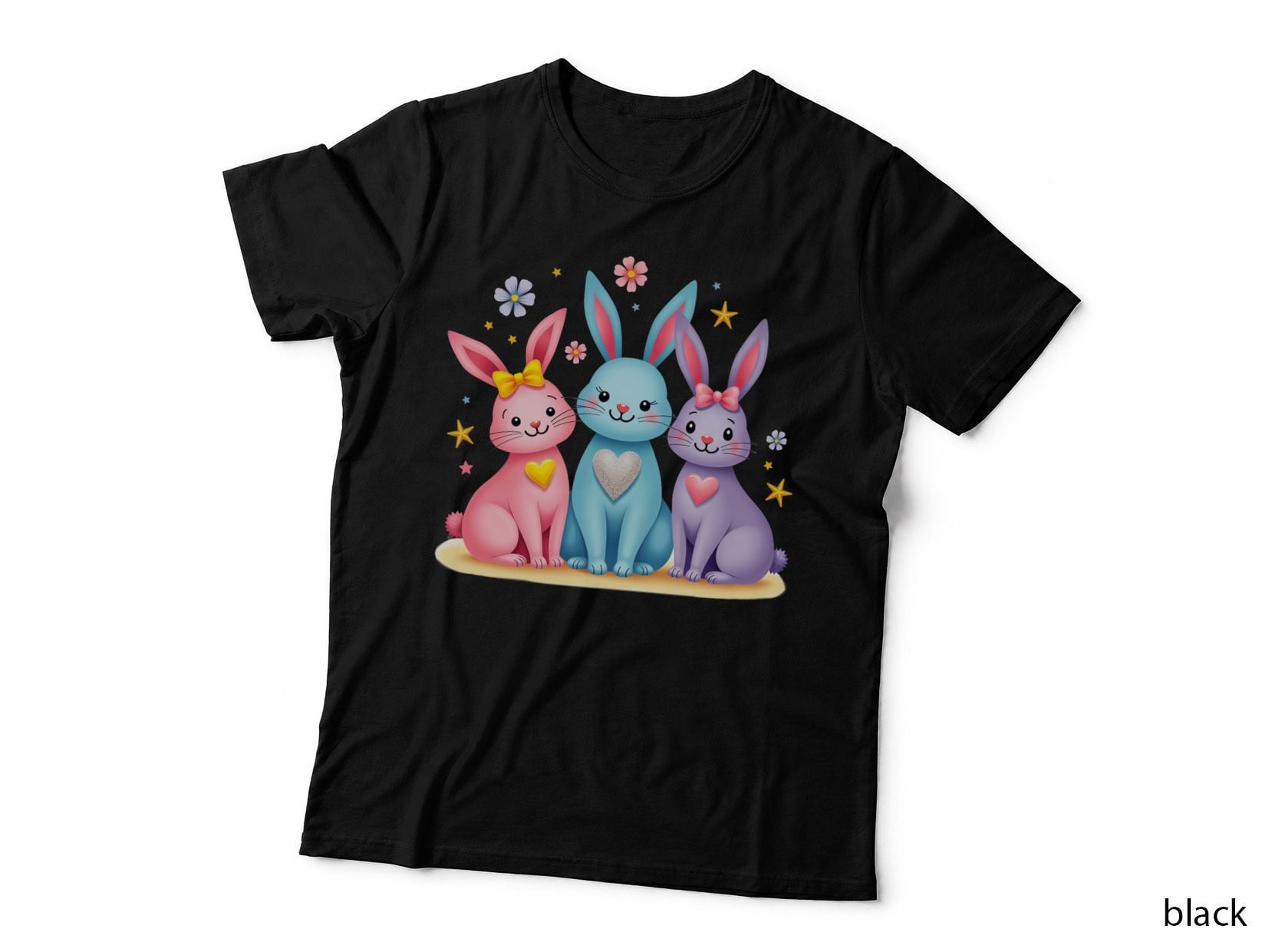Adorable Bunnies with Hearts Easter T-Shirt, Easter Graphic Tee