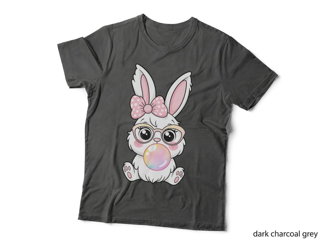 Adorable Bunny Blowing Bubblegum Easter T-Shirt, Easter Graphic Tee