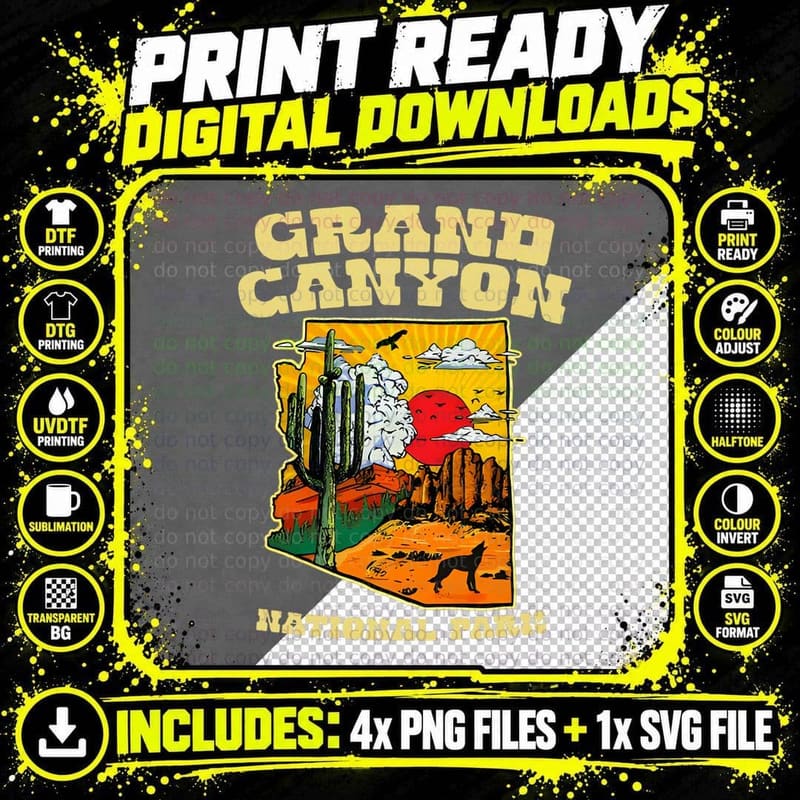 Bad Bunny Grand Canyon National Parks Psychedelic Cacti Png SVG Digital Bundle
