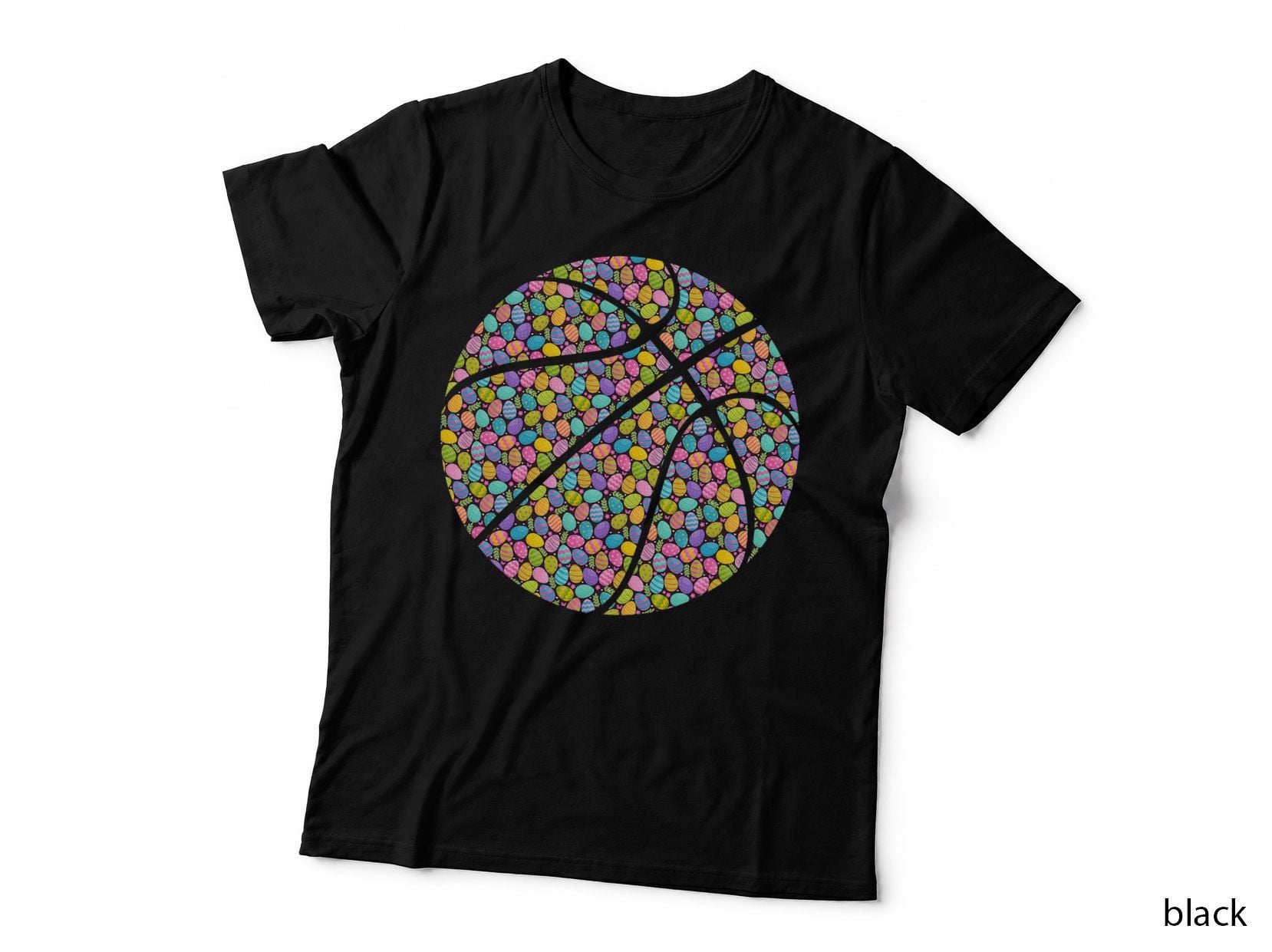 Basketball Easter Basket Eggs Flowers Rabbit Bunny Ear T-Shirt