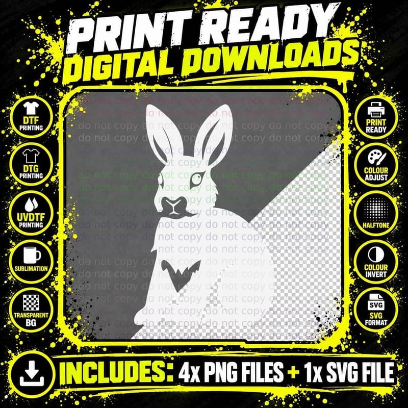 Black Rabbit Silhouette Easter Design T-Shirt Png SVG Digital Bundle